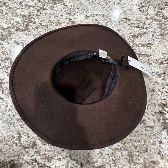 Eugenia Kim Velma Croc Trim Band Wool Cowboy Hat in Chocolate